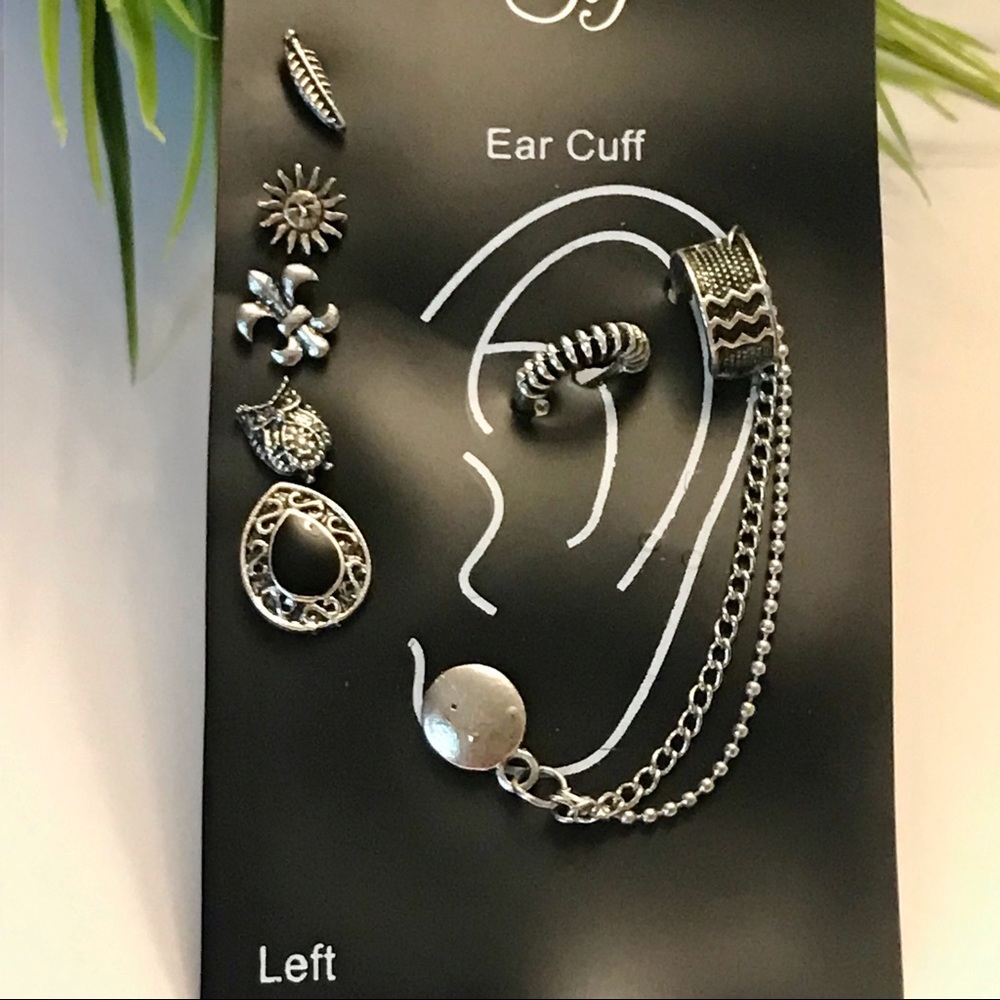 Silver Tone Earrings Ear Cuff